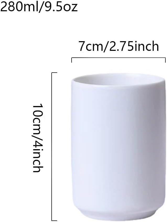 simple black and white style, handleless ceramic mug, tea cup, toothbrush holder, coffee cups (White)