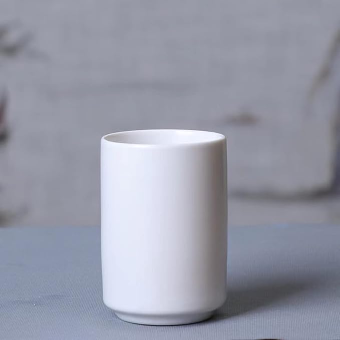 simple black and white style, handleless ceramic mug, tea cup, toothbrush holder, coffee cups (White)
