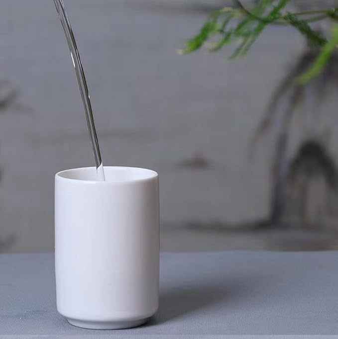 simple black and white style, handleless ceramic mug, tea cup, toothbrush holder, coffee cups (White)