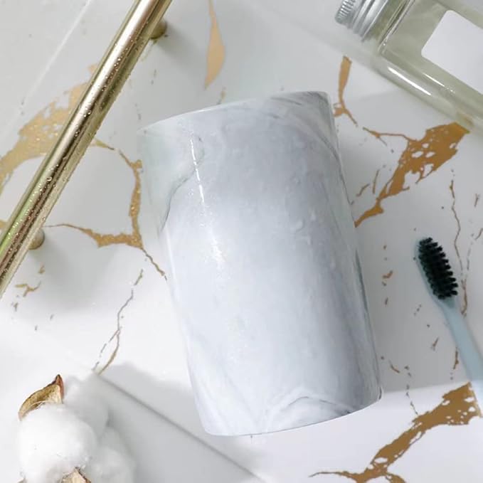 Marble ceramic mug, creative toothbrush holder, simple drinking cup. (Grey)