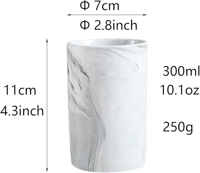 Marble ceramic mug, creative toothbrush holder, simple drinking cup. (Grey)