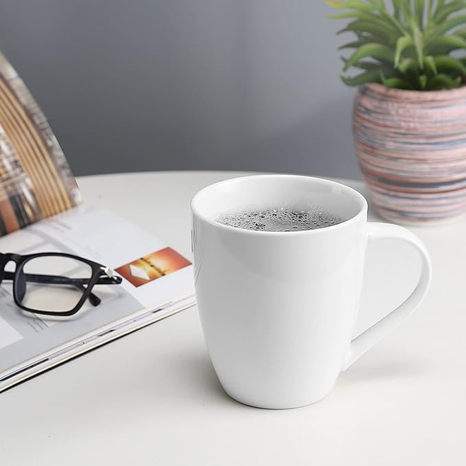 White Coffee Mugs Set of 4, 16 Ounce Mug with Handles, Ceramic Coffee Cups, Porcelain Mugs Sets, Large Coffee Mugs for Coffee, Tea, Hot Cocoa, Milk, Microwave and Dishwasher Safe