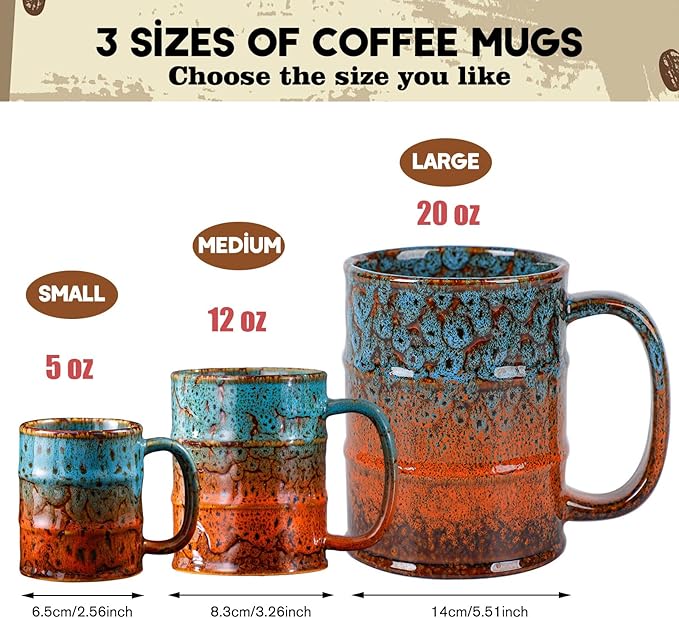 Ceramic 20 oz Coffee Mugs - Large Tea Cup for Office and Home - Dishwasher and Microwave Safe (1, Green and Blue)