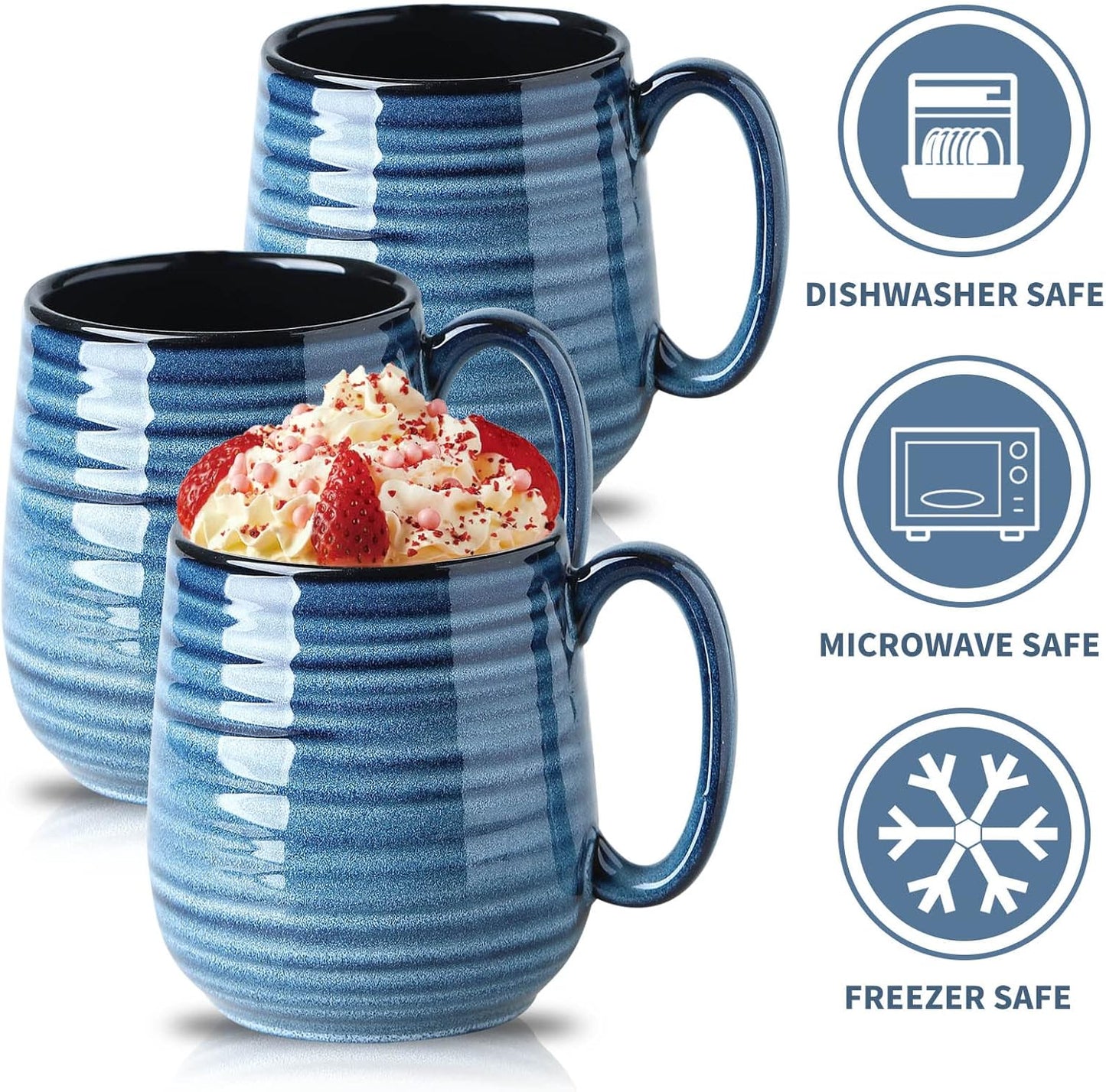 Coffee Mug, 20 oz Ceramic Coffee Cup for Men and Women, Large Coffee Mug for Latte Coffee Tea Soup for Office and Home, Dishwasher and Microwave Safe, 1 PCS (Blue)