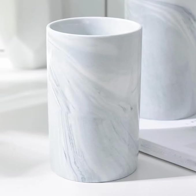 Marble ceramic mug, creative toothbrush holder, simple drinking cup. (Grey)
