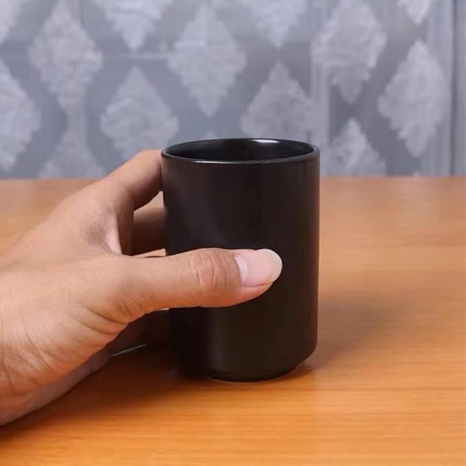 Ceramic Tea Cups, Handleless Ceramic Mugs, Simple Coffee Mugs, Solid Color Matte Glazed Tea Cups, Cups for Couples (Black)