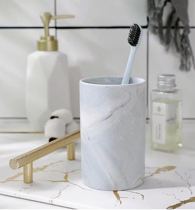 Marble ceramic mug, creative toothbrush holder, simple drinking cup. (Grey)