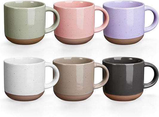 Color Ceramic Mini Espresso Cups Set of 6, 5 oz Expresso Mugs with Handle, Porcelain Coffee Mugs Demitasse Cups, Modern Style Cups, Microwave Dishwasher Safe Suit for Espresso Machine