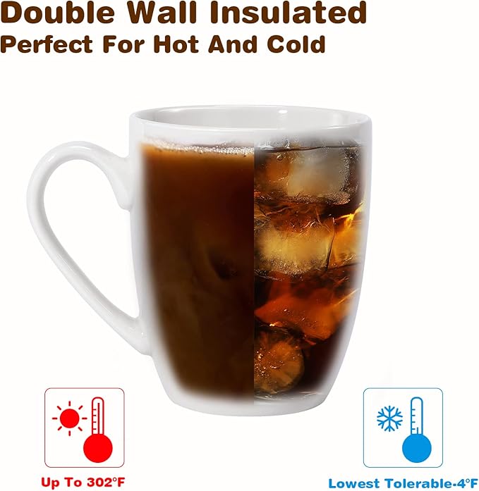 16 oz Large Coffee Mug with Handle Tea Cup Novelty Coffee Cup for Men Women Office Work, White