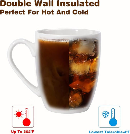 16 oz Large Coffee Mug with Handle Tea Cup Novelty Coffee Cup for Men Women Office Work, White