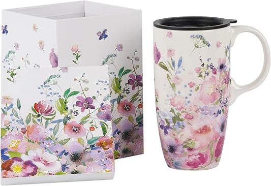 Coffee Ceramic Mug-Porcelain Cup,Latte Tea Mug With Lid-17oz,Novelty Coffee Mugs for Men Women Office & Home