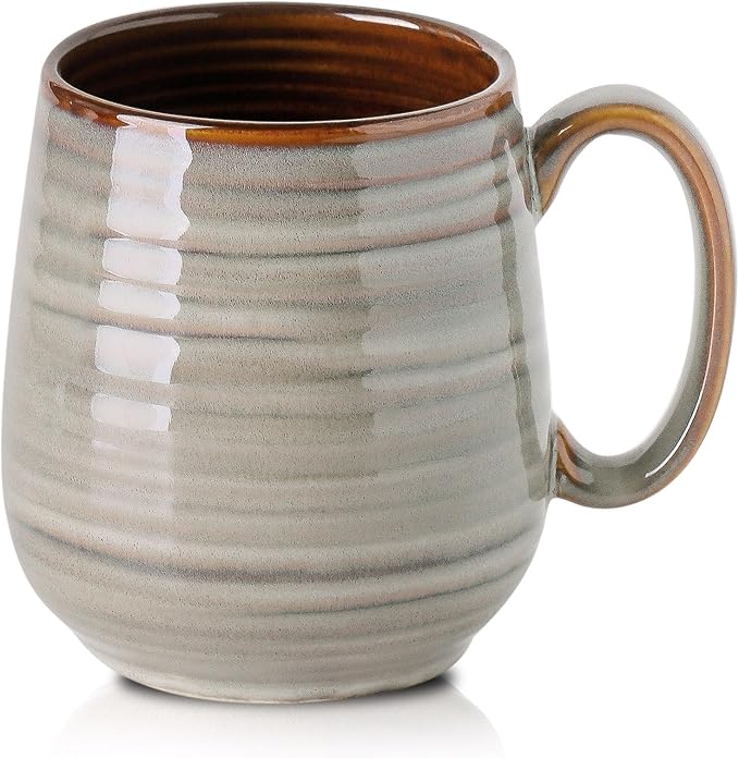 Coffee Mug, 20 oz Large Ceramic Latte Cup with Big Handle, Pottery Tea Cup for for Office and Home, Oversized Mug Gift for Dad and Mom, Dishwasher & Microwave Safe, 1 PCS(Grey)